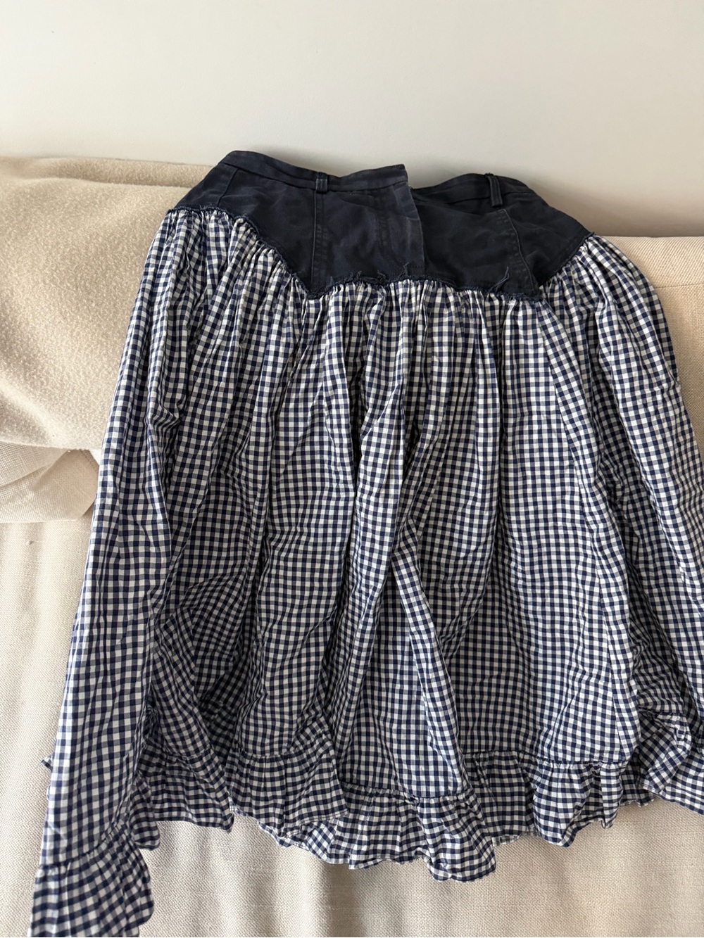 Sandy Liang Navy Gingham Midi Skirt - Picture 4 of 6